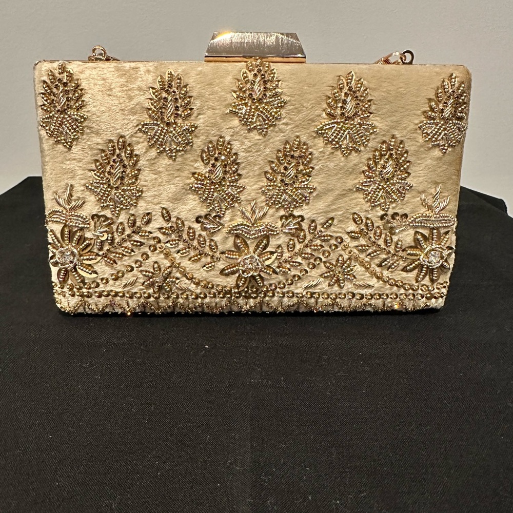 Golden velvet clutch